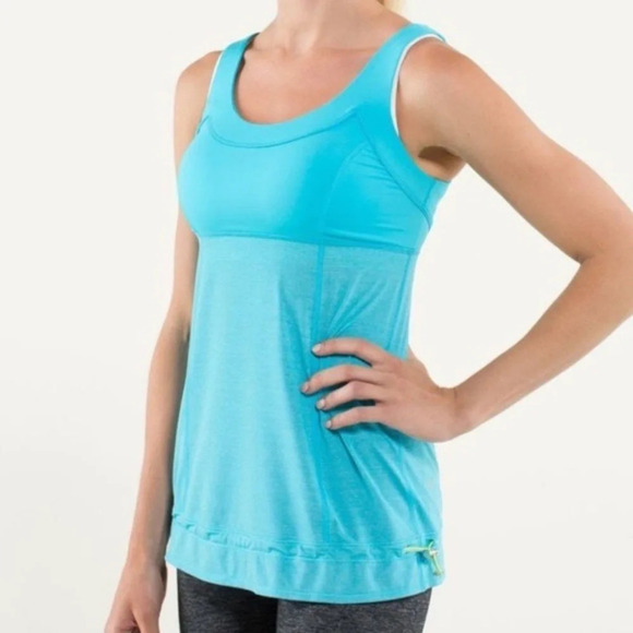 Lululemon Run: Ta Ta Topper tank top Spry Blue empire waist 16756 - Picture 3 of 13